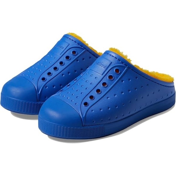 Native Shoes Jefferson Cozy Clogs Size J3/EU 34.5  - UV Blue/Spicy Yellow - NWB - Picture 1 of 16
